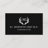 Douanenaam Zwart-wit Hertengewei Monogram Visitekaartje (Voorkant)