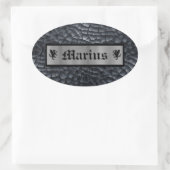 Douanenaam Zwart & Zilveren Drakenschaal/Huiddruk Ovale Sticker (Tas)