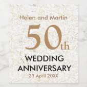 Douanenamen 50th Bruiloft Jubileum Wijn Etiket (Enkel label)