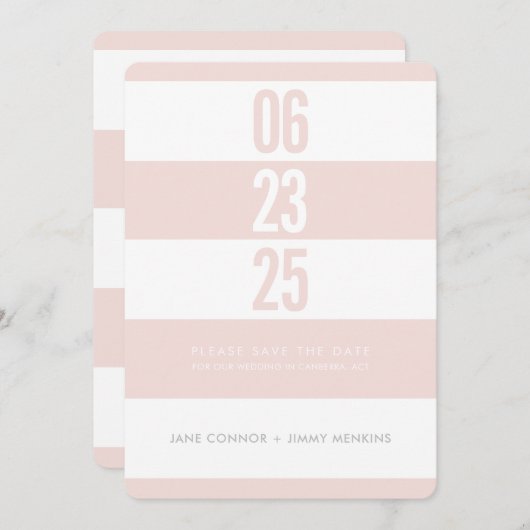 DOUANENTAL STACK witte streep met witte streep waa Save The Date (Voorkant / Achterkant)