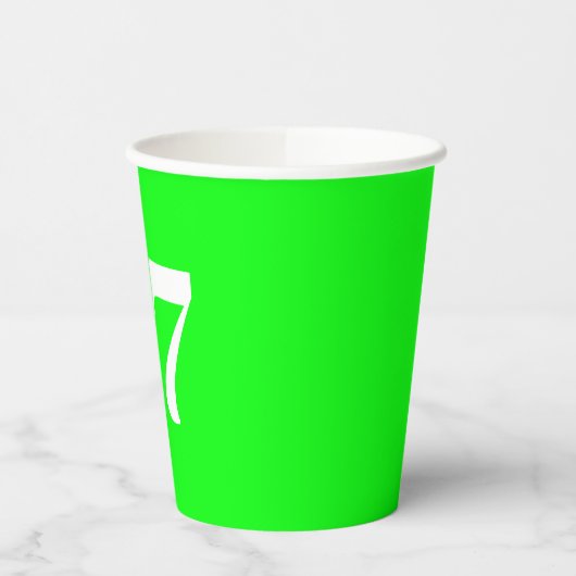 Douanenummer neon groen wit monogram verjaardag papieren bekers (Links)