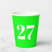 Douanenummer neon groen wit monogram verjaardag papieren bekers (Voorkant)
