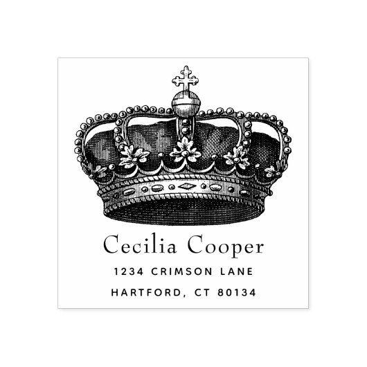 Douaneontwerp Elegant Kroon Logo of Terugkeeradres Rubberstempel (Afrduk)