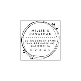 Douanepaar Elegant Modern Krans Retouradres Rubberstempel