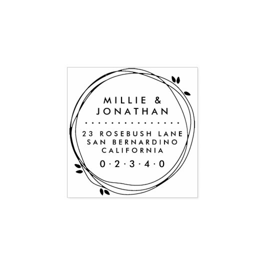 Douanepaar Elegant Modern Krans Retouradres Rubberstempel (Afrduk)