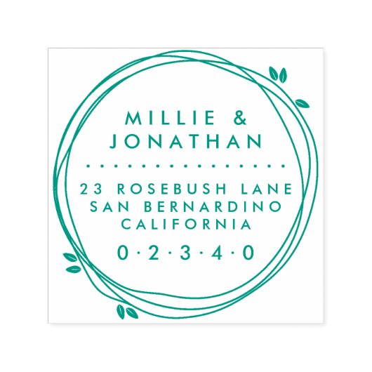 Douanepaar Elegant Modern Krans Retouradres Zelfinktende Stempel (Design)