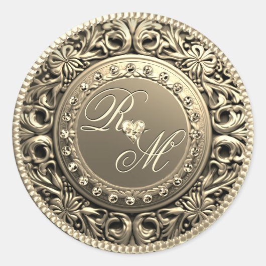 Douaneparen Monogram Gouden verbinding Ronde Sticker (Voorkant)