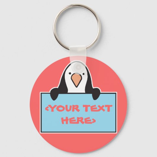 DOUANEPENGUIN MET DOUANETEL,<YOUR TEXT HERE> SLEUTELHANGER (Voorkant)