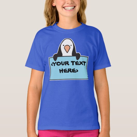 DOUANEPENGUIN MET DOUANETEL,<YOUR TEXT HERE> T-SHIRT (Voorkant)