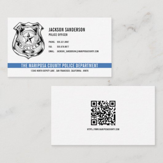 Douanepolitie Wetshandhaving QR Code Visitekaartje (Voorkant / Achterkant)