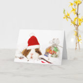DOUANESCHRISTMAS CARD GUINEE PIG MET SANTA HAT KAART (Gele Bloem)