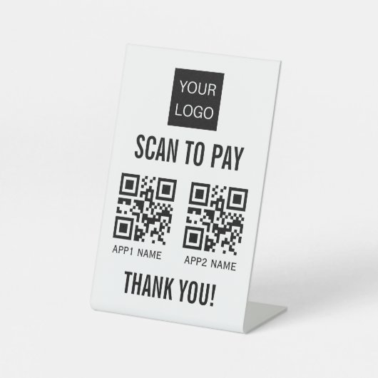 DOUANESSCAN OM 2 QR CODE SCHANNBAAR TE BETALEN RECLAMEBORD MET VOETSTUK (Voorkant)