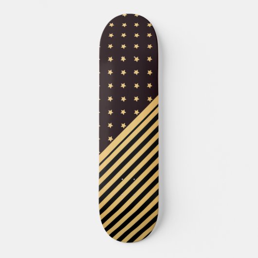 DOUANESTAND EN STRIPEN ZWARTE GOUD PATROON PERSOONLIJK SKATEBOARD (Voorkant)