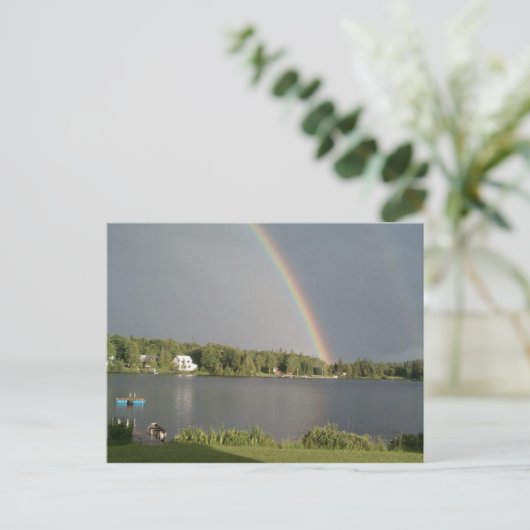 Doubble Rainbow over Coles Pond Walden VT 20 juli Briefkaart (Staand voorkant)