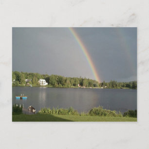 Doubble Rainbow over Coles Pond Walden VT 20 juli Briefkaart