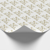 Double Anchor Heraldic Crest Emblem Faux Gold Cadeaupapier (Hoek)
