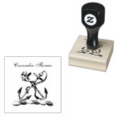 Double Anchor Heraldic Crest Emblem Faux Gold Rubberstempel (Gestempeld)
