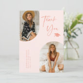 Double Arch Blush Roze Afstuderen Foto Dank u Bedankkaart (Staand voorkant)