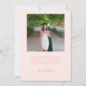 Double Arch Blush Roze Afstuderen Foto Dank u Bedankkaart (Achterkant)