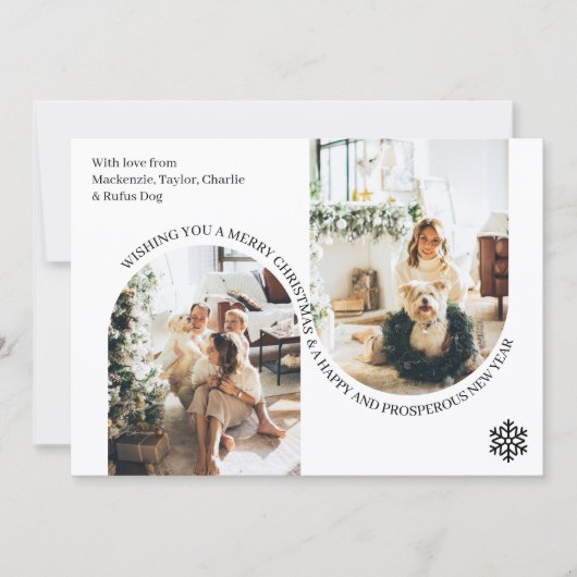 Double Arch Christmas Personalized 2 Photo  Feestdagenkaart (Voorkant)