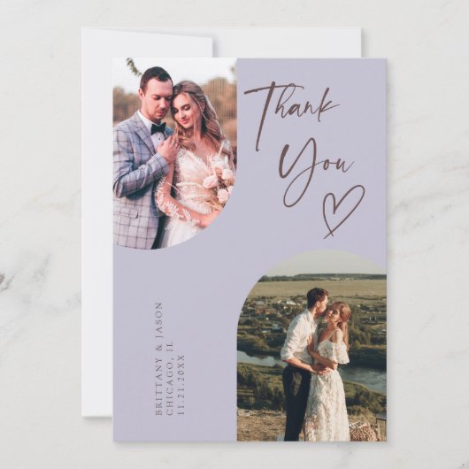 Double Arch Lila trouwfoto Bedankkaart (Voorkant)