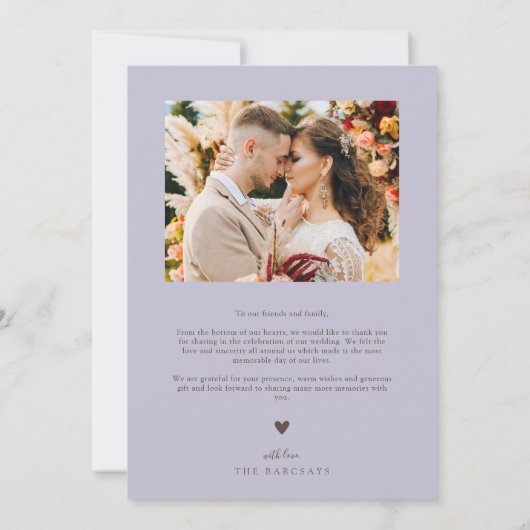 Double Arch Lila trouwfoto Bedankkaart (Achterkant)