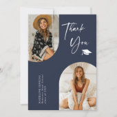 Double Arch Navy Blauw Afstuderen Foto Dank u Bedankkaart (Voorkant)