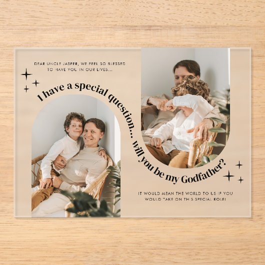 Double Arch Photo Godfather Proposal Acryl Uitnodigingen (Voorkant)