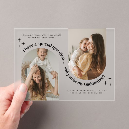 Double Arch Photo Godmother Proposal Acryl Uitnodigingen (Insitu (Draagbaar))