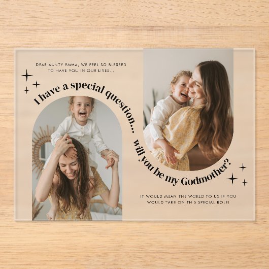 Double Arch Photo Godmother Proposal Acryl Uitnodigingen (Voorkant)