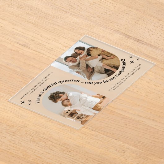 Double Arch Photo Godparents Proposal Acryl Uitnodigingen (Laagn)