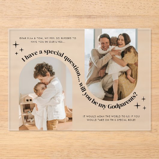 Double Arch Photo Godparents Proposal Acryl Uitnodigingen (Voorkant)