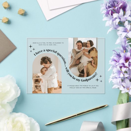 Double Arch Photo Godparents Proposal Acryl Uitnodigingen (Insitu (Huwelijk))