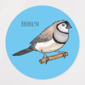 Double-barred finch bird cartoon illustration  labels (Design 1)