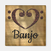 Double Bass Clef Heart Banjo Magneet (Voorkant)