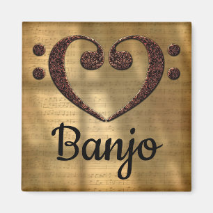 Double Bass Clef Heart Banjo Magneet
