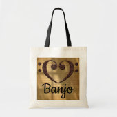 Double Bass Clef Heart Banjo Tote Bag (Voorkant)