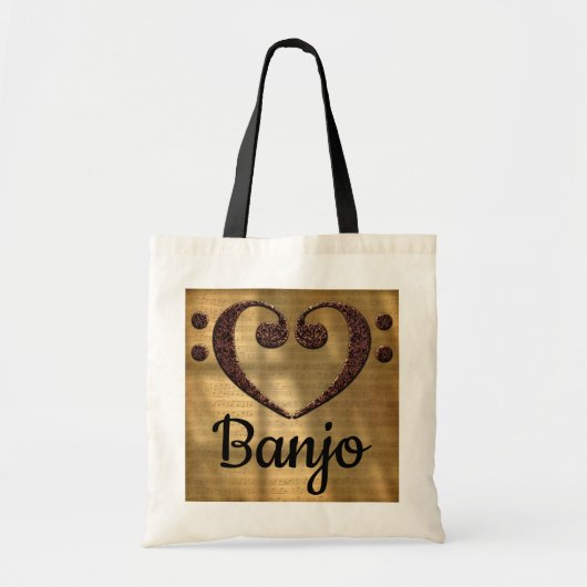 Double Bass Clef Heart Banjo Tote Bag (Voorkant)