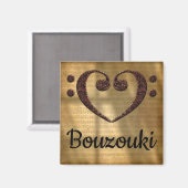 Double Bass Clef Heart Bouzouki Magneet (Voorkant / Achterkant)