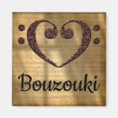 Double Bass Clef Heart Bouzouki Magneet (Voorkant)