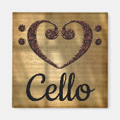 Double Bass Clef Heart Cello Magneet (Voorkant)