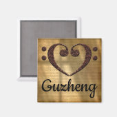 Double Bass Clef Heart Guzheng Magneet (Voorkant / Achterkant)