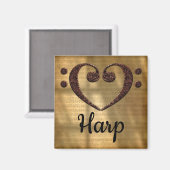 Double Bass Clef Heart Harp Magneet (Voorkant / Achterkant)