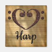 Double Bass Clef Heart Harp Magneet (Voorkant)