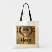 Double Bass Clef Heart Harp Tote Bag (Voorkant)