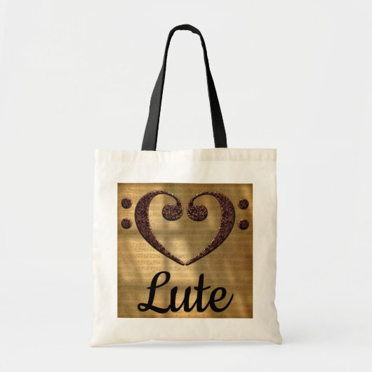 Double Bass Clef Heart Lute Tote Bag (Voorkant)