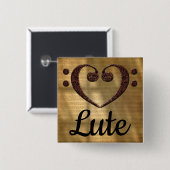 Double Bass Clef Heart Lute Vierkante Button 5,1 Cm (Voorkant /achterkant)