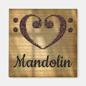 Double Bass Clef Heart Mandolin Magneet (Voorkant)