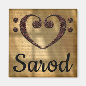 Double Bass Clef Heart Sarod Magneet (Voorkant)