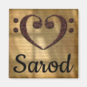 Double Bass Clef Heart Sarod Magneet